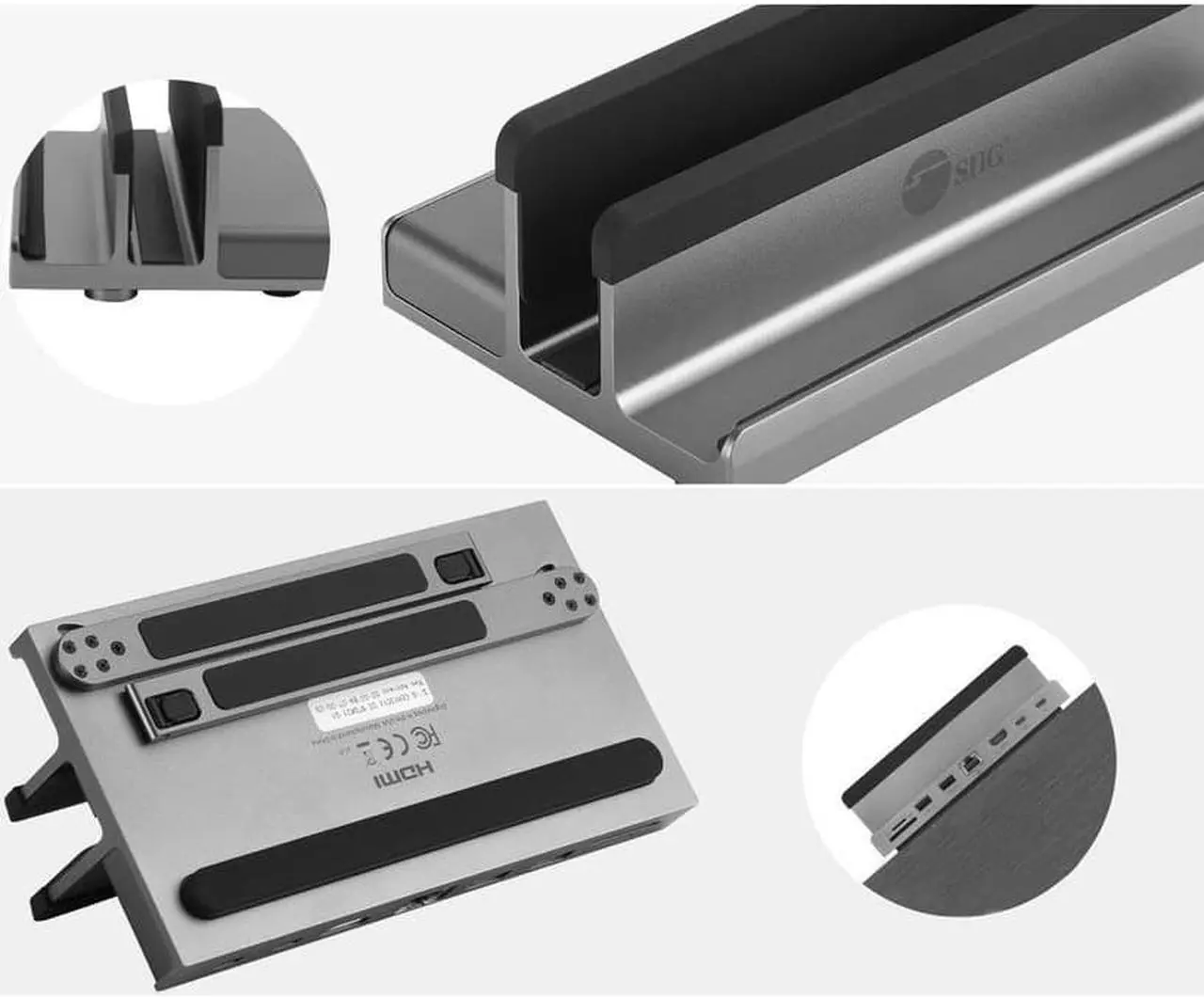 Alt view image 2 of 19 - SIIG USB-C Laptop Stand W/ 4K Docking Station - Unique multitasks design for foldable holder and vertical Laptop stand & Docking station - HDMI 4K@60Hz display - Two USB-A 5Gbps - Gigabit Ethernet