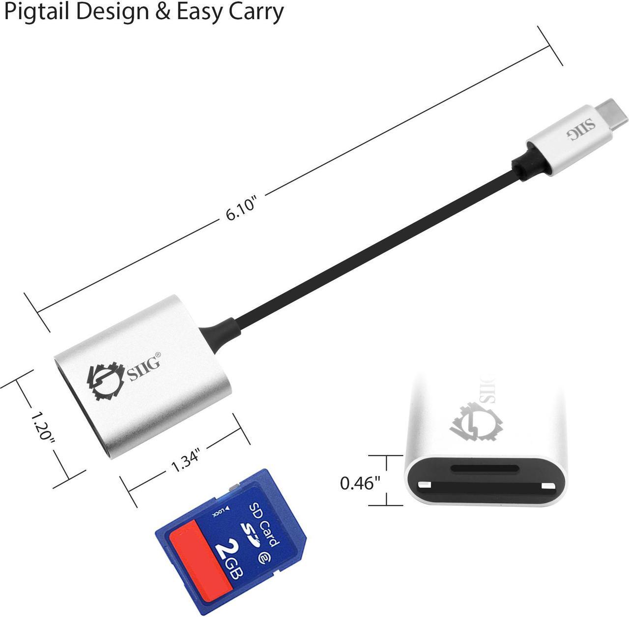 Alt view image 10 of 13 - SIIG JU-MR0F12-S1 Usb-C 2-In-1 Card Reader - Card Reader - 2 In 1 (Multi-Format) - Usb 3.0