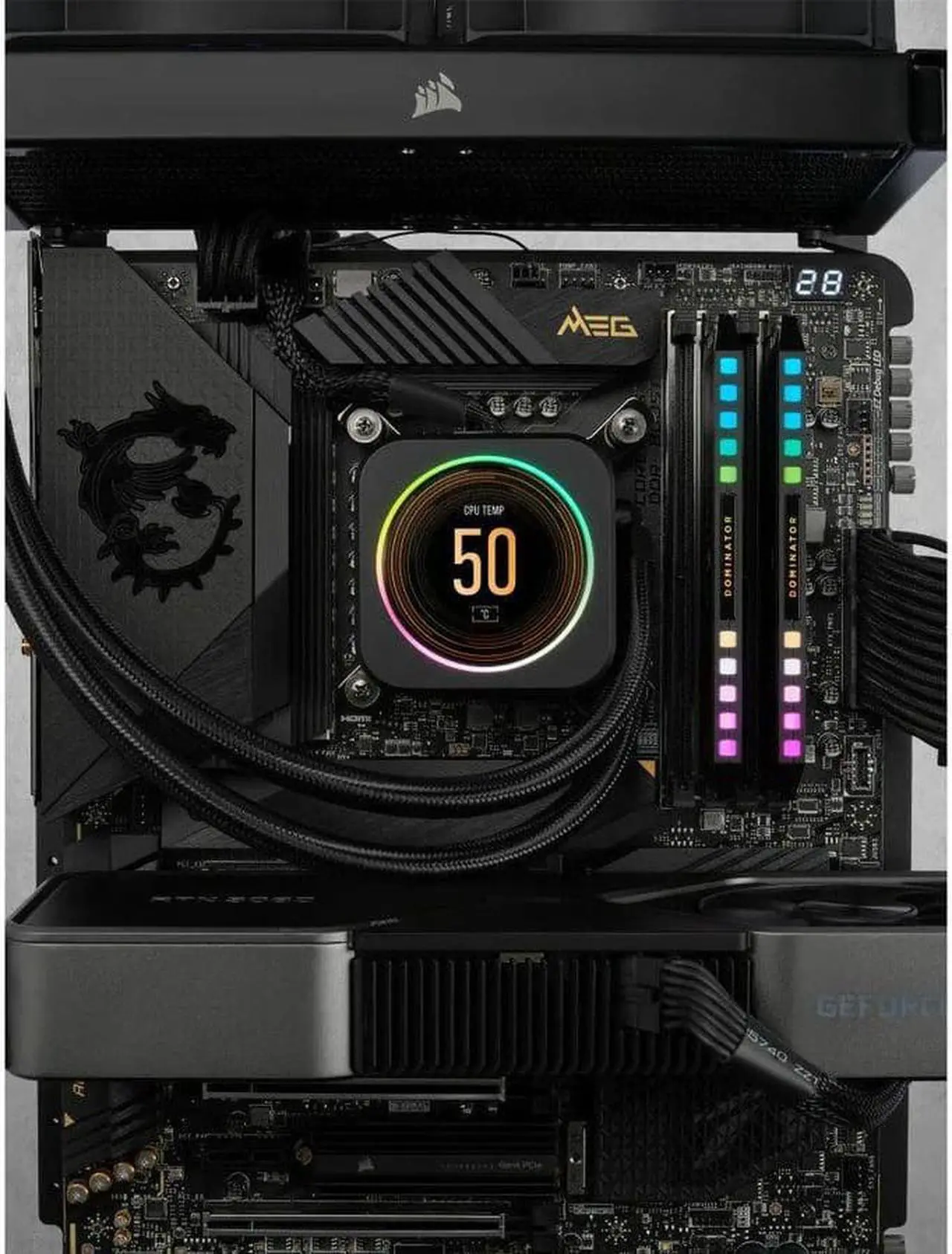 Alt view image 5 of 9 - Corsair Dominator Platinum RGB 64GB (2x32GB) DDR5 DRAM 6600MT/s C32 Memory Kit - Black - For Motherboard, Desktop PC - 64 GB (2 x 32GB) - DDR5-6600/PC5-52800 DDR5 SDRAM - 6600 MHz - CL32 - 1.40 V - Un