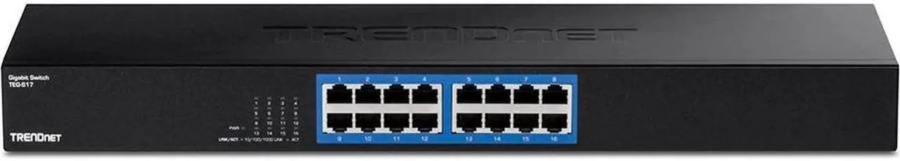 Alt view image 10 of 17 - TRENDnet 16-Port Gigabit Switch, TEG-S17, 16 x Gigabit RJ-45 Ports, 32Gbps Switching Capacity, Fanless Design, Metal Enclosure, Internal Power Supply, Lifetime Protection, Black