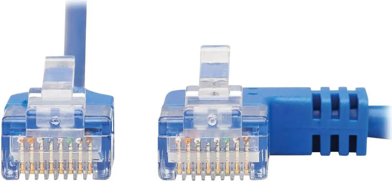 Alt view image 7 of 12 - TRIPP LITE N204-S10-BL-RA 10 ft. Cat 6 Blue Right-Angle Gigabit Molded Slim UTP Ethernet Cable (RJ45 Right-Angle M to RJ45 M)