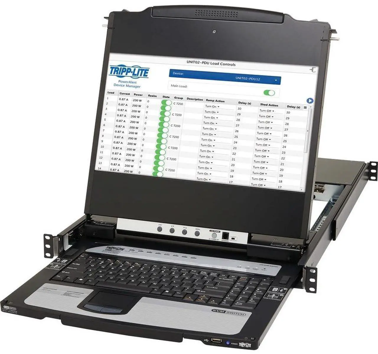 Alt view image 5 of 11 - Tripp Lite by Eaton 8-Port NetDirector DisplayPort KVM Switch Console with 17 in. LCD Dual Rail 1U Rack-Mount TAA B030DP0817D