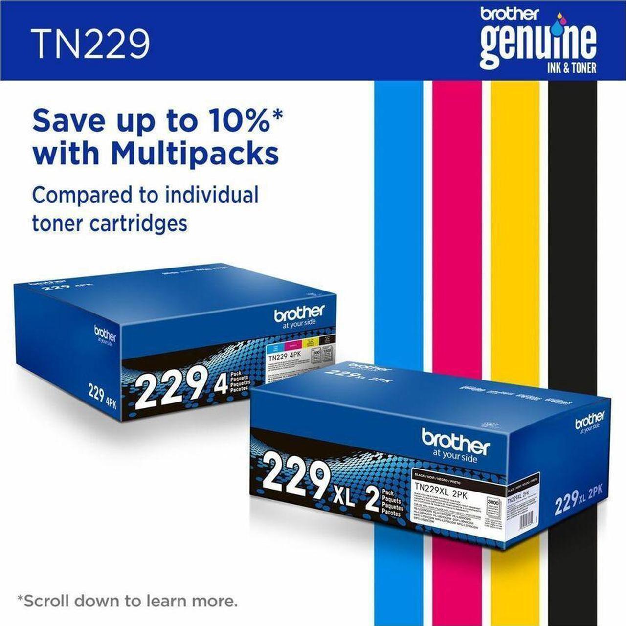 Alt view image 3 of 16 - Brother Genuine TN229Y Standard Yield Yellow Toner Cartridge