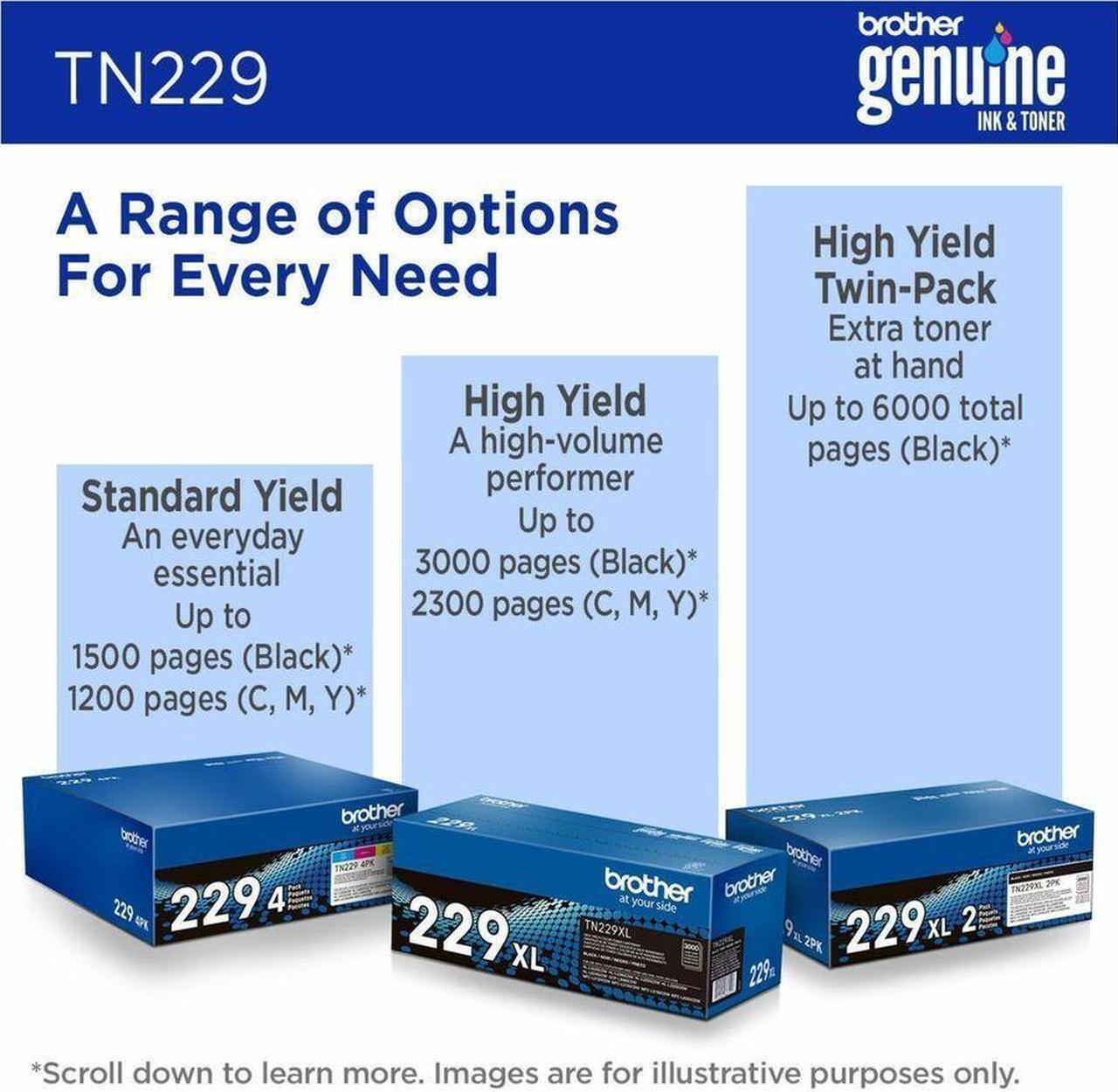 Alt view image 5 of 16 - Brother Genuine TN229Y Standard Yield Yellow Toner Cartridge