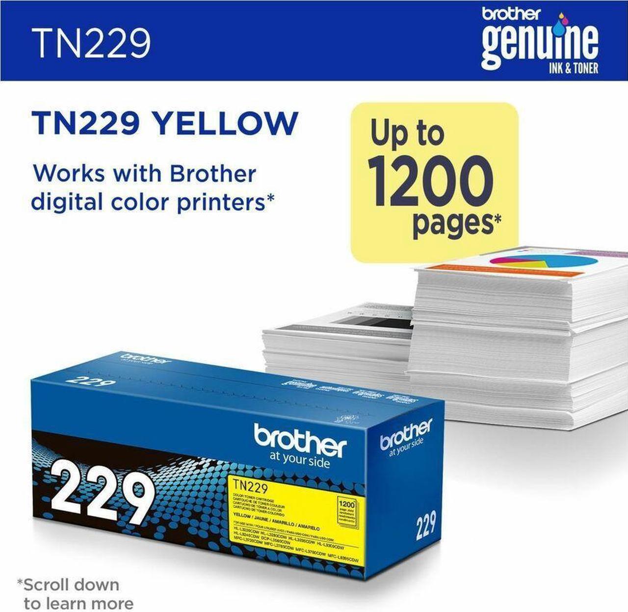 Alt view image 6 of 16 - Brother Genuine TN229Y Standard Yield Yellow Toner Cartridge