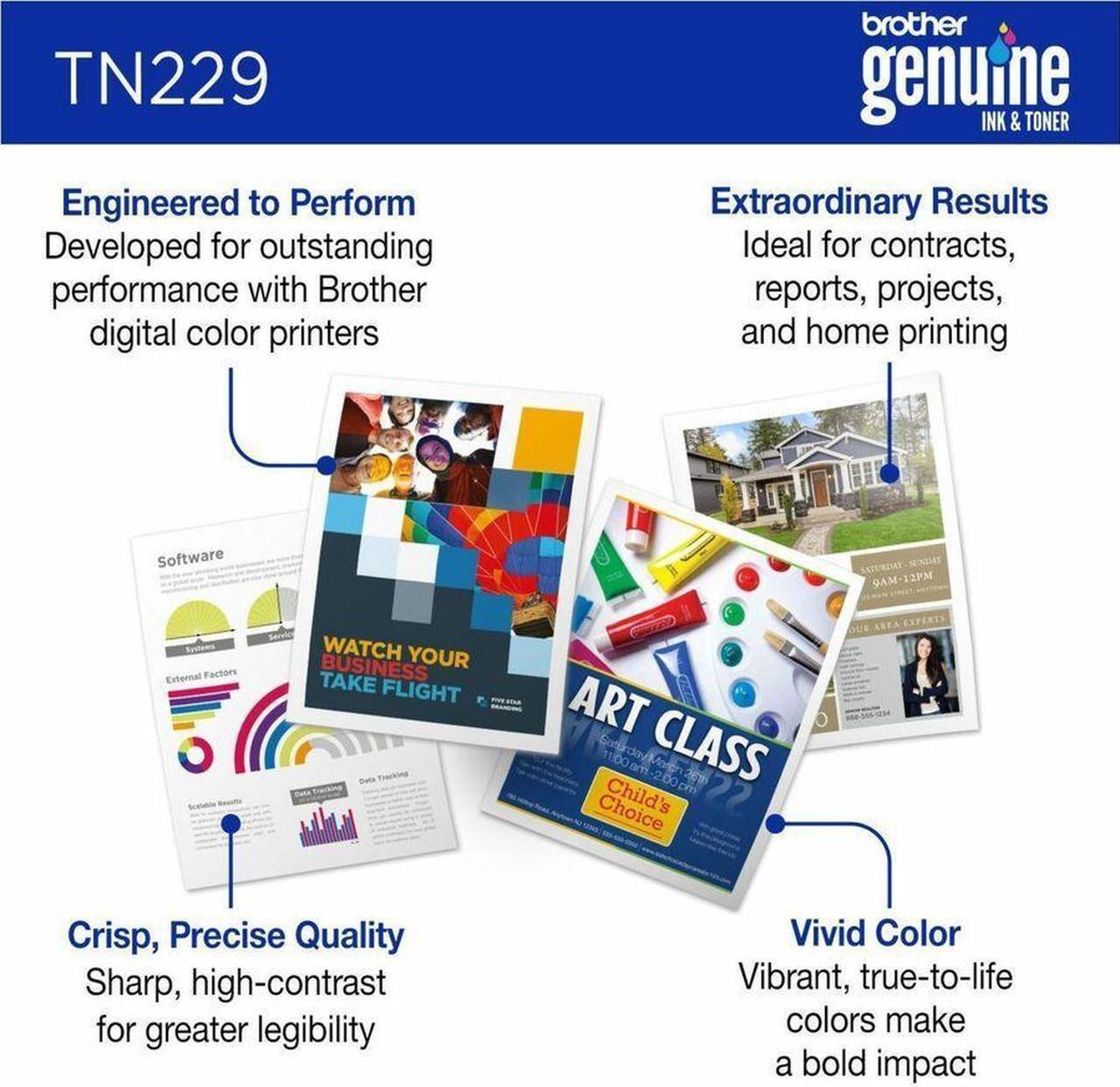 Alt view image 8 of 16 - Brother Genuine TN229Y Standard Yield Yellow Toner Cartridge