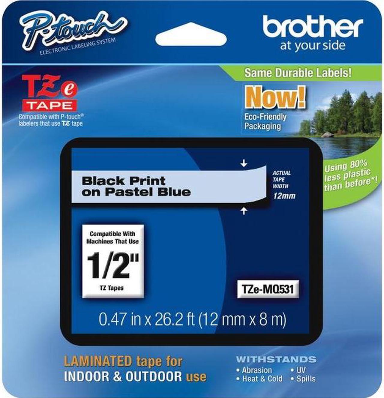 Brother P-Touch TZe Laminated Tape - 15/32" Width - Pastel Blue, Clear - 1 Each