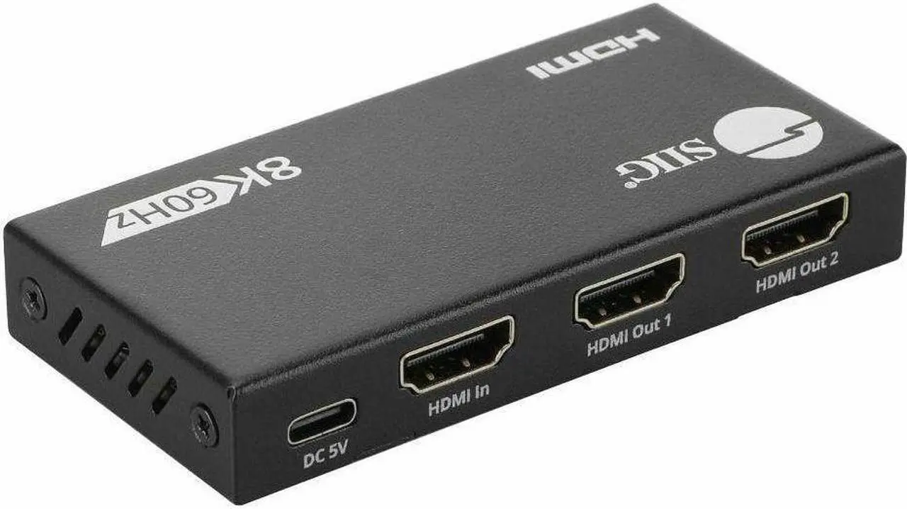 Alt view image 7 of 9 - SIIG 1x2 8K60Hz HDMI Splitter with VRR/ALLM 40G EDID management CE-H27N11-S1 Down scaler Brown Box