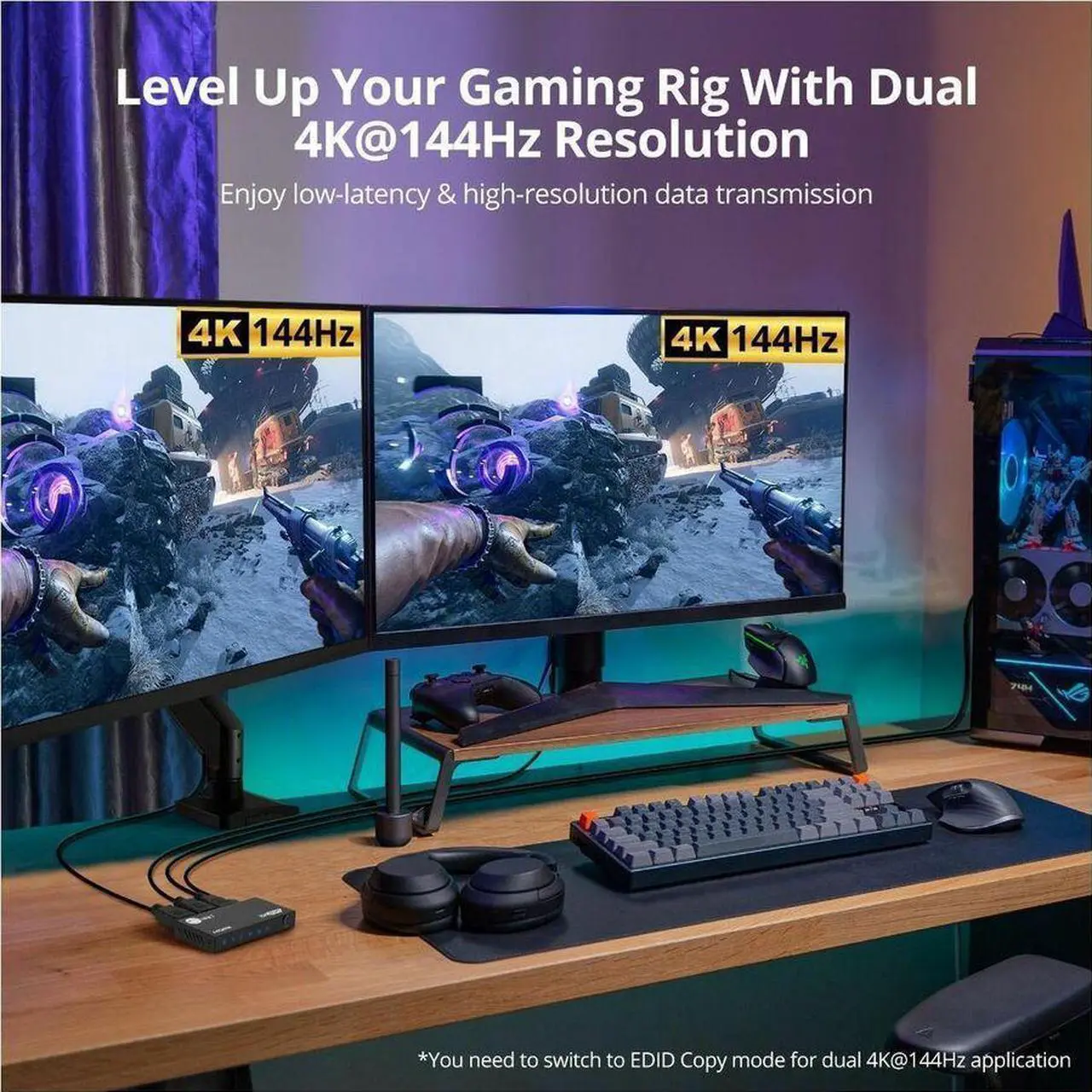 Alt view image 6 of 9 - SIIG 1x2 8K60Hz HDMI Splitter with VRR/ALLM 40G EDID management CE-H27N11-S1 Down scaler Brown Box
