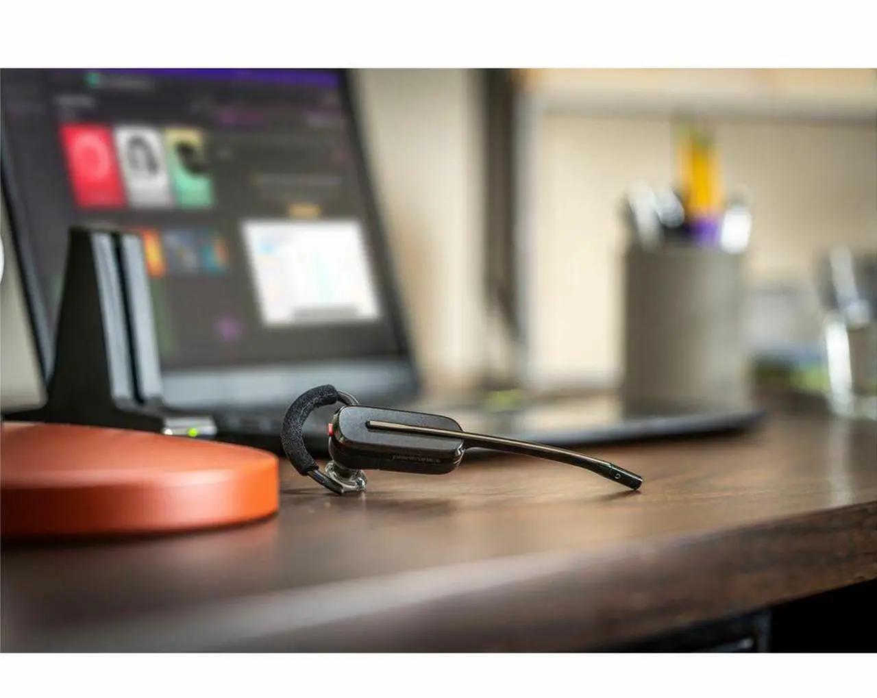 Alt view image 4 of 8 - Poly Savi 8200 Office 8240 Earset - Mono - Wireless - Bluetooth - 590.6 ft - 20 Hz - 20 kHz - Over-the-ear - Monaural - In-ear - Noise Cancelling Microphone - Noise Canceling