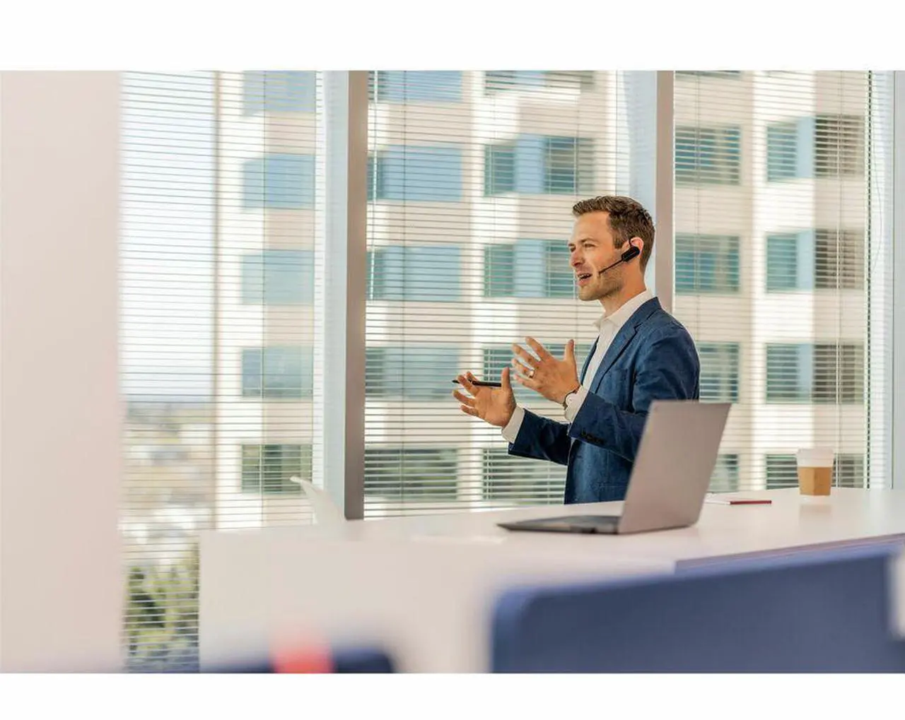 Alt view image 6 of 8 - Poly Savi 8200 Office 8240 Earset - Mono - Wireless - Bluetooth - 590.6 ft - 20 Hz - 20 kHz - Over-the-ear - Monaural - In-ear - Noise Cancelling Microphone - Noise Canceling