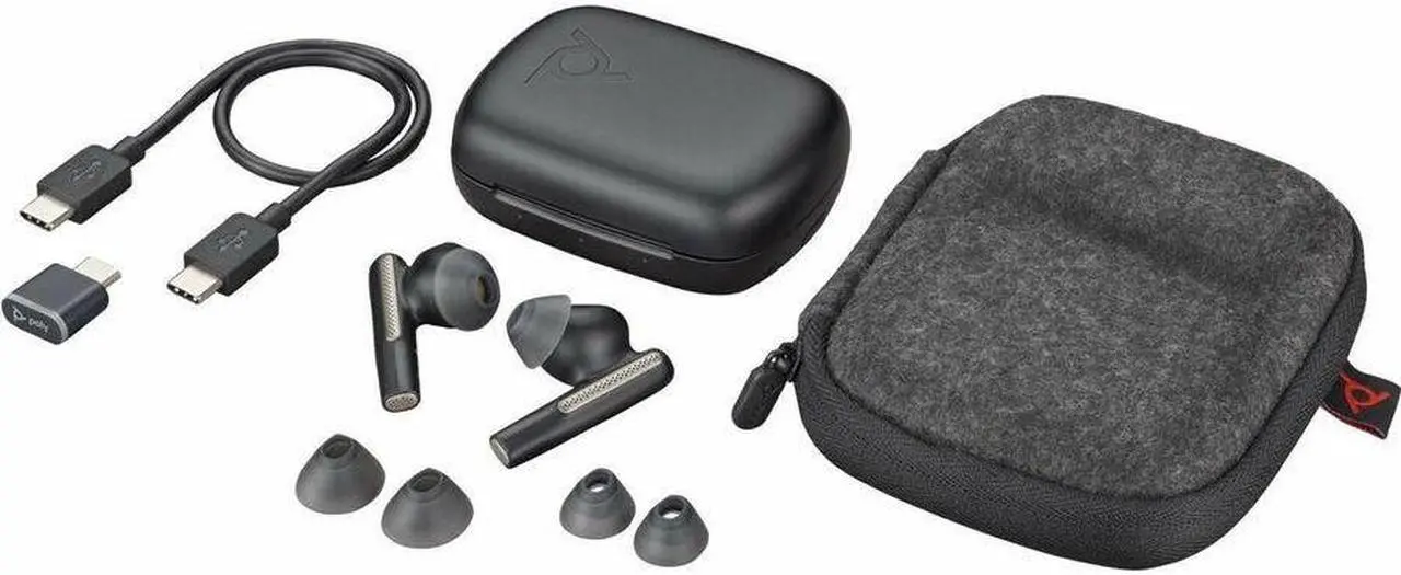 Alt view image 4 of 8 - Poly Voyager Free 60 UC Earset - Google Assistant, Siri - Stereo - True Wireless - Bluetooth - 98.4 ft - 20 Hz - 20 kHz - Earbud - Binaural - In-ear - Carbon Black