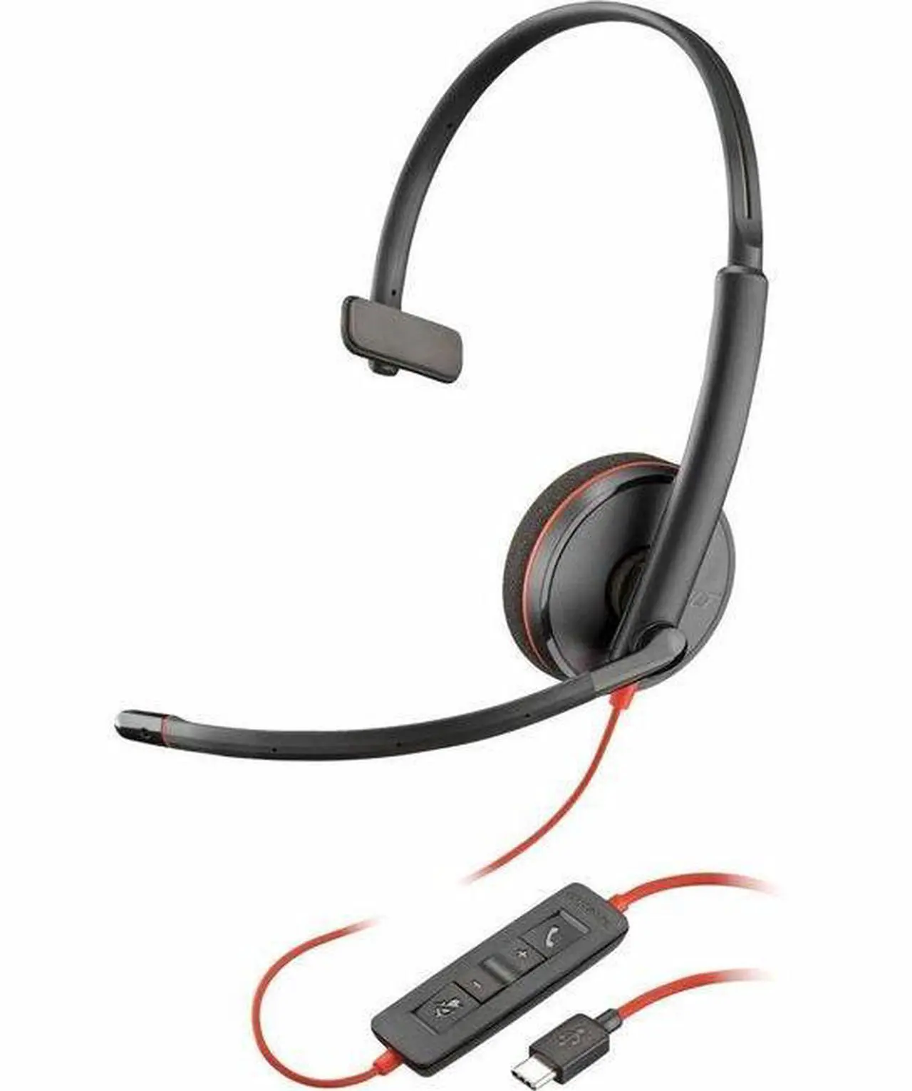 Main image of Poly Blackwire 3210 Monaural USB-C Headset +USB-C/A Adapter (Bulk) - Mono - USB Type C, Mini-phone (3.5mm) - Wired - 32 Ohm - On-ear - Monaural - Ear-cup - 5.20 ft Cable - Omni-directional Microphone