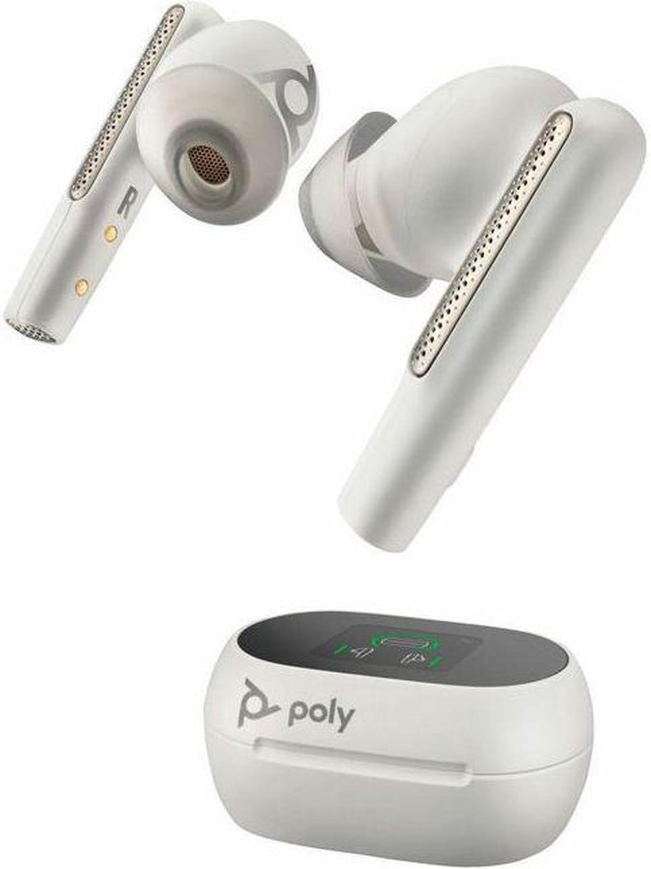 Poly Voyager Free 60+ UC Earset - Stereo, Mono - True Wireless - Bluetooth - 9.8 ft - 20 Hz - 20 kHz - Earbud - Binaural - In-ear - Noise Canceling - White Sand