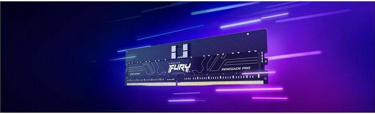 Alt view image 7 of 9 - Kingston 256GB (8 x 32GB) DDR5 6400MT/s CL32 FURY Renegade Pro RDIMM Black XMP - For Motherboard - 256 GB (8 x 32GB) - DDR5-6400/PC5-51200 DDR5 SDRAM - 6400 MHz Single-rank Memory - CL32 - 1.40 V - EC