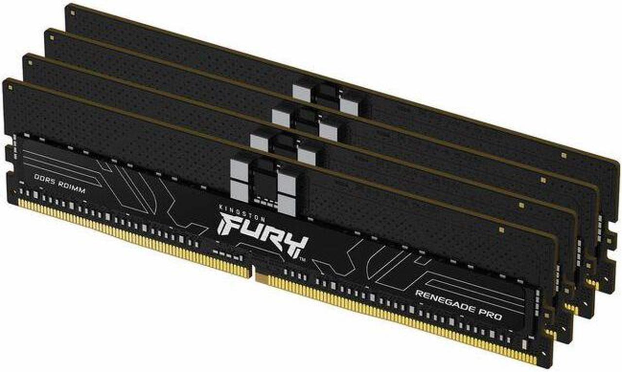 Main image of Kingston 128GB (4 x 32GB) DDR5 6400MT/s CL32 FURY Renegade Pro RDIMM Black EXPO - For Motherboard - 128 GB (4 x 32GB) - DDR5-6400/PC5-51200 DDR5 SDRAM - 6400 MHz Dual-rank Memory - CL32 - 1.40 V - ECC