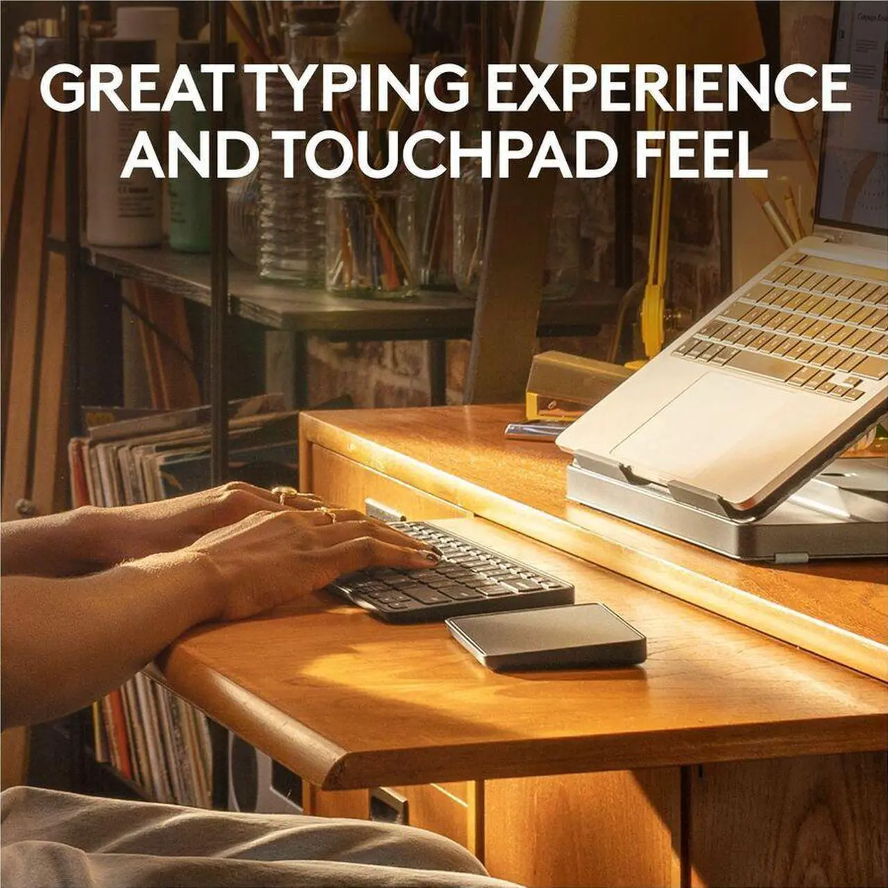 Alt view image 3 of 20 - Logitech Casa Pop Up Desk Work From Home Kit with Laptop Stand (CLASSIC CHIC)