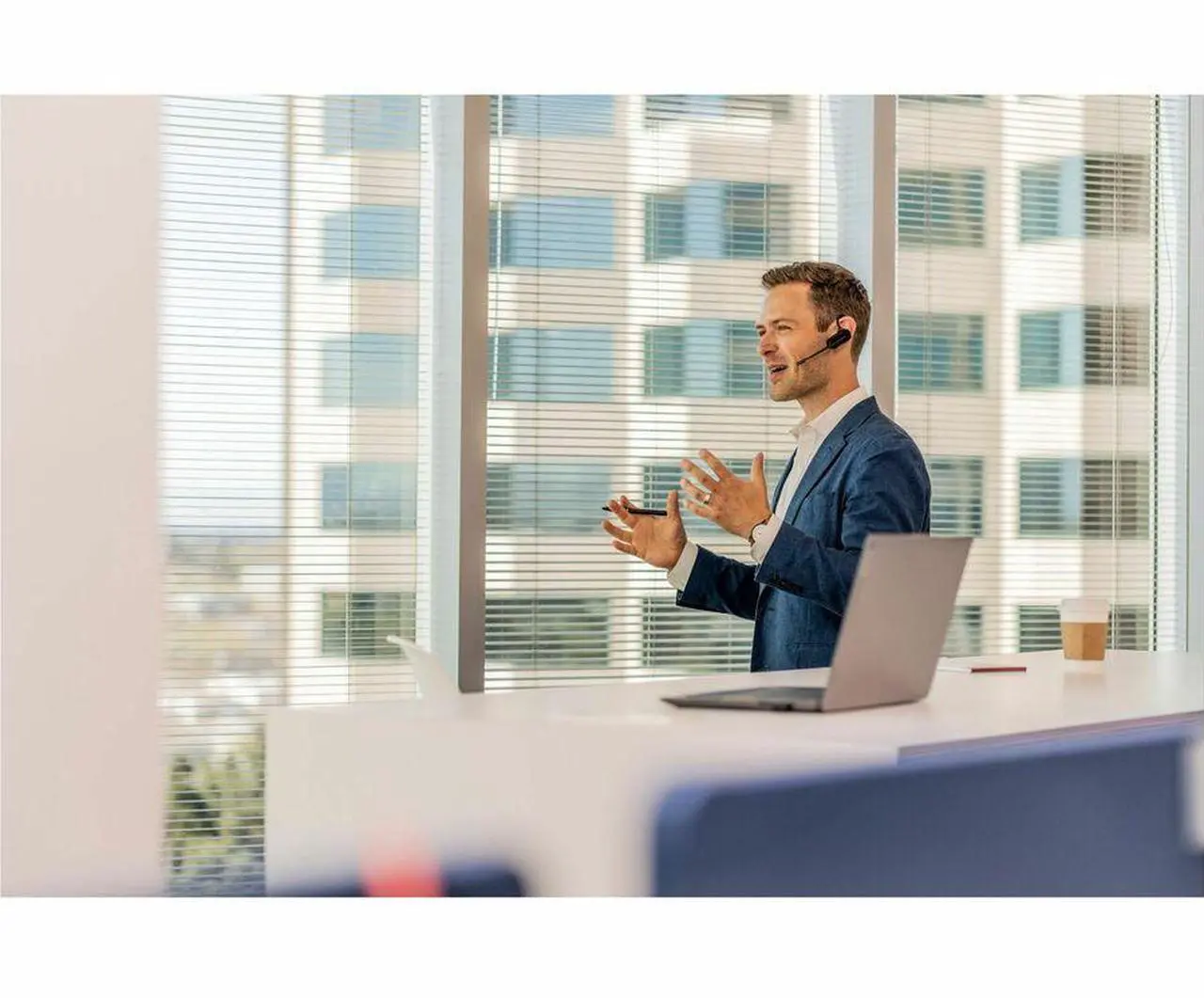 Alt view image 5 of 8 - HP Poly  590.6 ft Savi 8200 Office 8245 Earset Mono Wireless Bluetooth Model 7W6D1AA#ABA