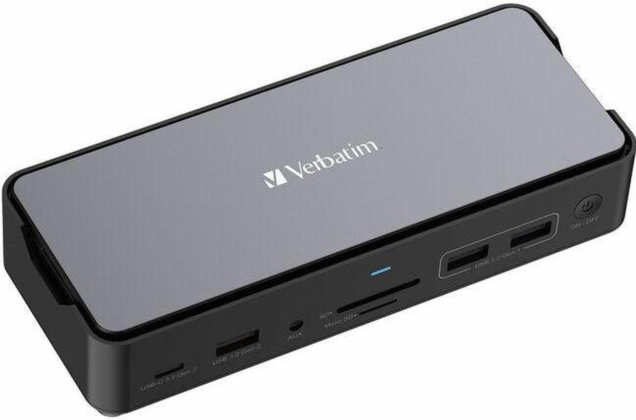 Verbatim USB-C Pro Docking Station 15-in-1 - 256GB Vi3000 SSD - for Monitor/Headphone/Speaker - Charging Capability - Memory Card Reader - SD, microSD - USB Type C - 8K @ 30Hz - 7680 x 4320