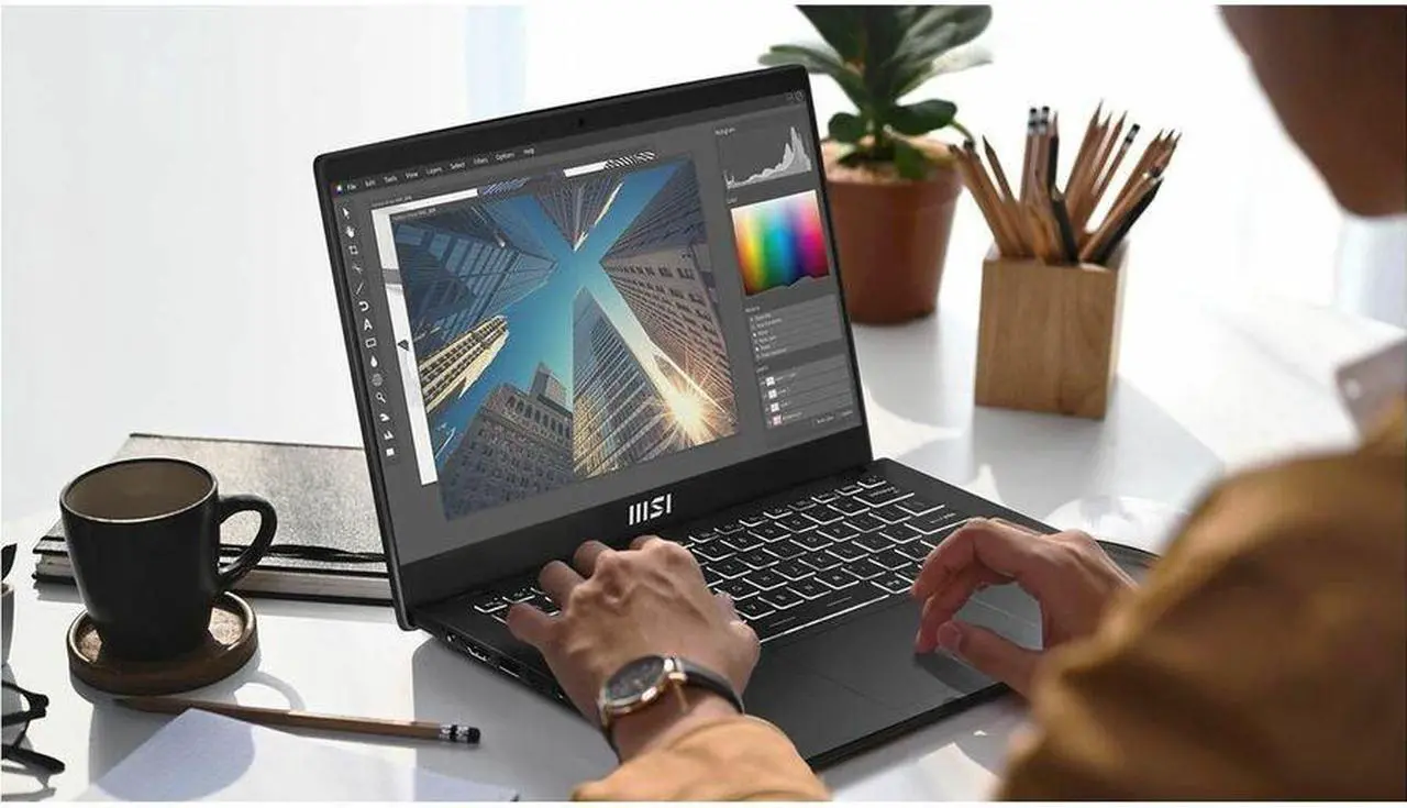 Alt view image 5 of 19 - MSI Modern 14 C7M, Laptop, Black, 14" 60Hz, AMD Ryzen 7 7730U, UMA Graphics, 16 GB Memory, 512 GB SSD, Win 11 Pro, 3 Year Warranty - Intel Chip - 1920 x 1080 - Windows 11 Pro - AMD Radeon Graphic