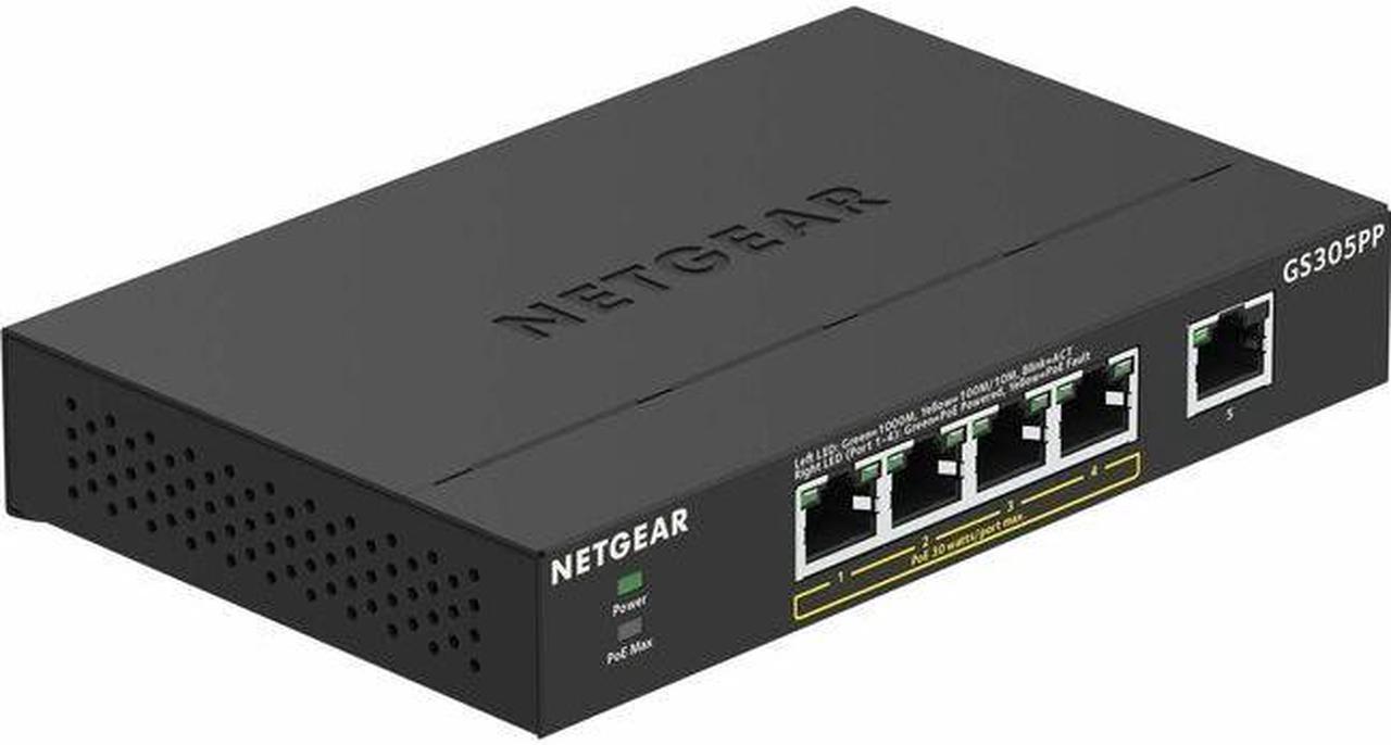 NETGEAR 5-Port Gigabit Ethernet SOHO Unmanaged Switch with 4-Ports PoE+ (83W) | GS305PP