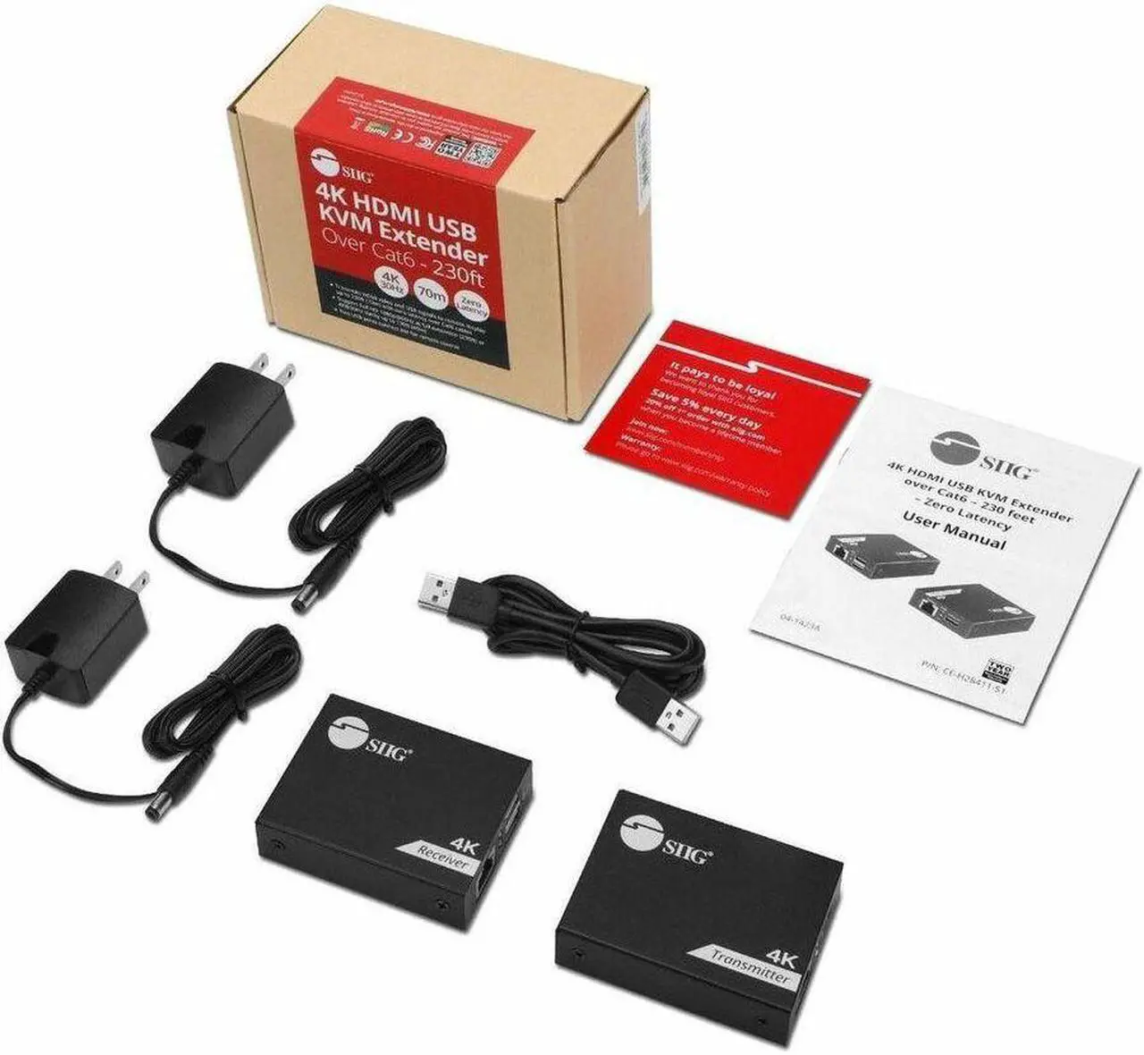 Alt view image 5 of 9 - SIIG 4K HDMI USB KVM Extender over CAT6 - Up to 230 feet - Zero Latency - ESD Protection - SIIG HDMI KVM Extender transmits HDMI 1080p and USB signals up to 230ft (70m) over single Cat6/7 cable with z