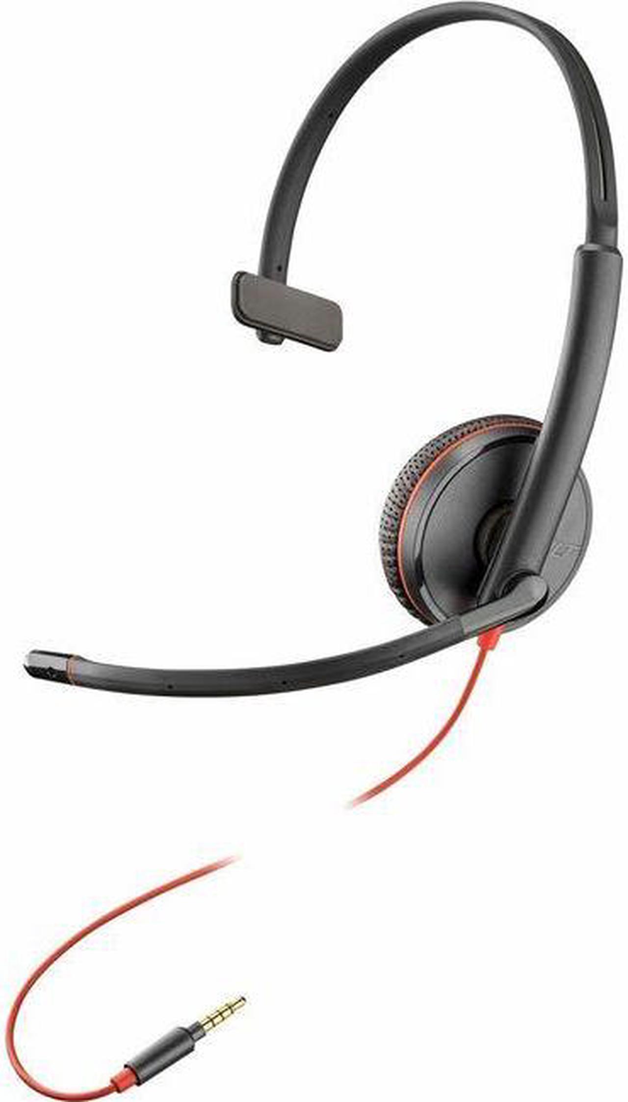 Poly Blackwire 3215 3.5mm Top - Microsoft Teams Certification - Mono - Mini-phone (3.5mm), USB Type A - Wired - 32 Ohm - 20 Hz - 20 kHz - Over-the-head, Over-the-ear - Monaural - Supra-aural - 7.40 ft