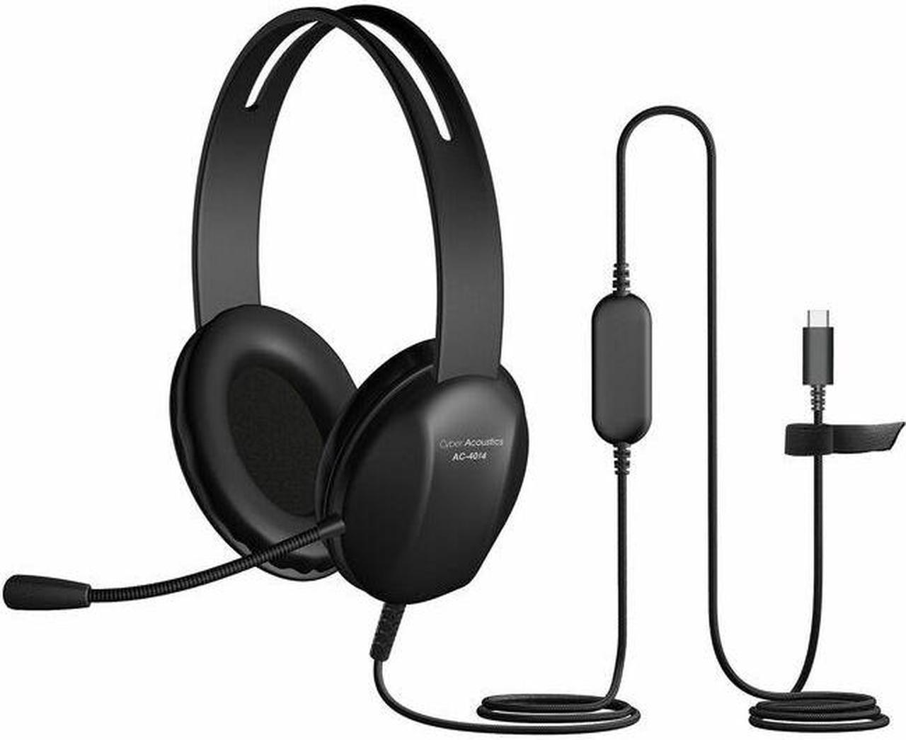 Cyber Acoustics AC-4014 Headset - Stereo - USB Type C - Wired - 32 Ohm - 20 Hz - 20 kHz - Over-the-head, On-ear - Binaural - Supra-aural - 6 ft Cable - Uni-directional Microphone