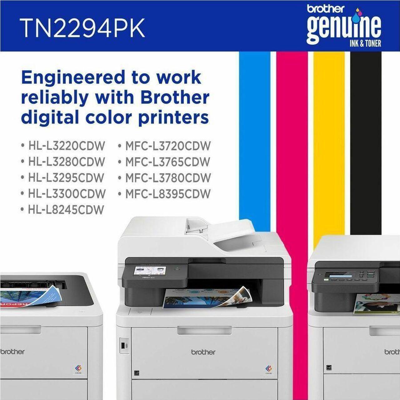Alt view image 11 of 16 - Brother Genuine TN2294PK Standard Yield Toner Cartridge B/C/M/Y Multi-Pack