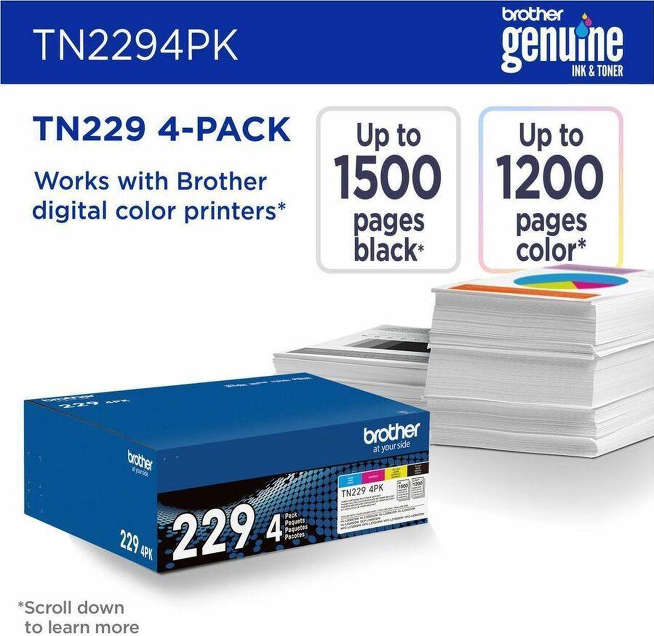 Alt view image 16 of 16 - Brother Genuine TN2294PK Standard Yield Toner Cartridge B/C/M/Y Multi-Pack