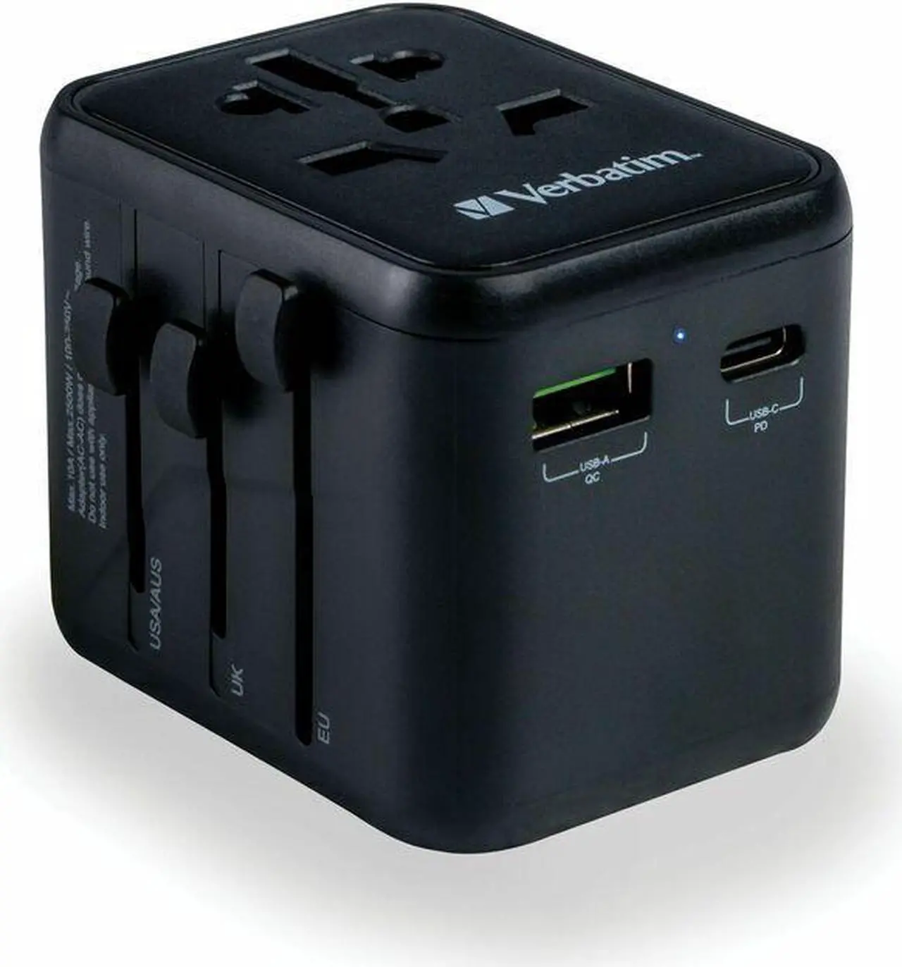 Main image of Verbatim UTA-02 Universal Travel Adapter 20W - USB -C, USB-A - 120 V AC, 230 V AC Input - 5 V DC/10 A, 9 V DC, 12 V DC Output