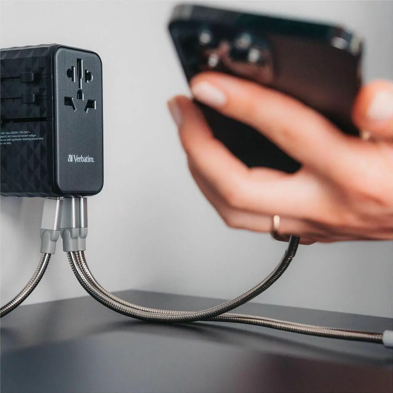 Alt view image 3 of 14 - Verbatim UTA-06 Gan III Universal Travel Adapter 100W - USB-C, USB-A - 100 W - 120 V AC, 230 V AC Input