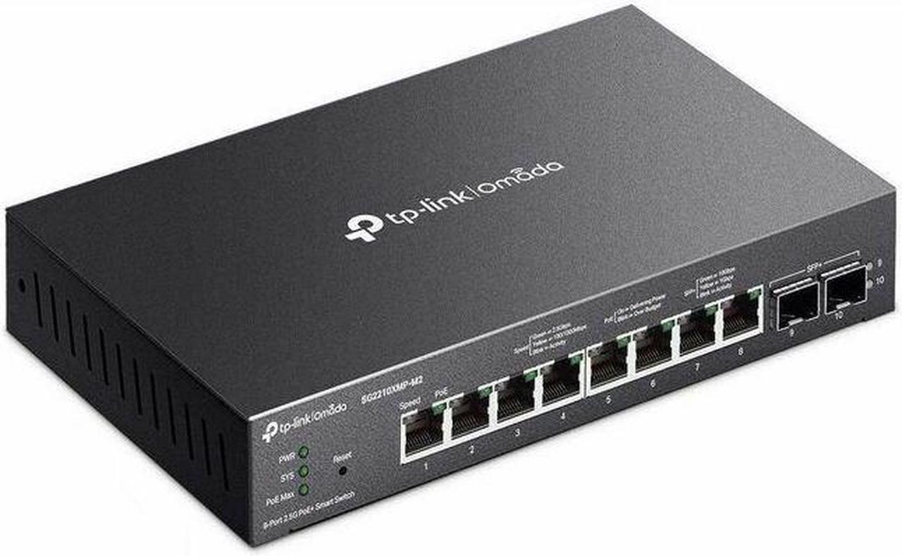 Main image of TP-Link Omada 8-Port 2.5GBASE-T and 2-Port 10GE SFP+ Smart Switch with 8-Port PoE+ - Gigabit Ethernet, 100 Gigabit Ethernet, 2.5 Gigabit Ethernet - 100Base-T, 1000Base-T, 2500Base-T, 10GBase-X - 180.1