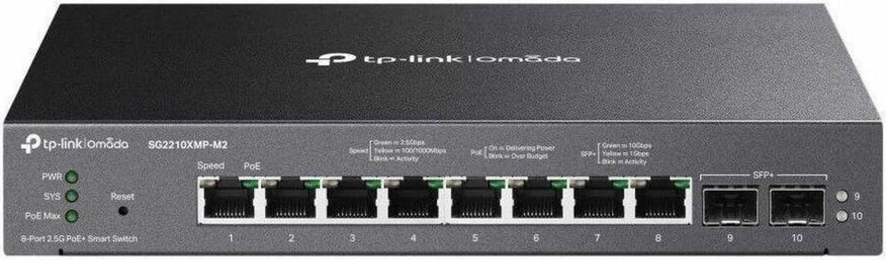 Alt view image 5 of 11 - TP-Link Omada 8-Port 2.5GBASE-T and 2-Port 10GE SFP+ Smart Switch with 8-Port PoE+ - Gigabit Ethernet, 100 Gigabit Ethernet, 2.5 Gigabit Ethernet - 100Base-T, 1000Base-T, 2500Base-T, 10GBase-X - 180.1