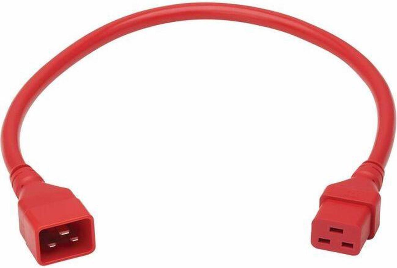 Eaton Tripp Lite Series Power Extension Cord, C20 to C19 - Heavy-Duty, 20A, 250V, 12 AWG, 2 ft. (0.6 m), Red - For Server Chassis, Server, Router, Network Device, UPS, PDU, Network Switch - 12 Gauge -