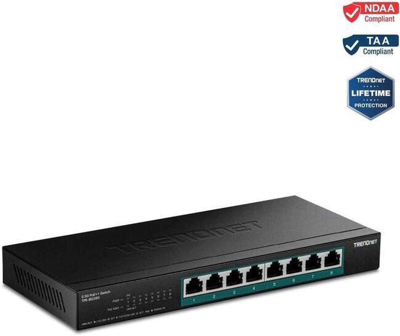 Alt view image 8 of 16 - TRENDnet 8-Port 2.5G PoE++ Switch, TPE-BG380, 8 x 2.5GB PoE++ Ports, 230W Poe Power Budget, 40Gbps Switching Capacity, NDAA + TAA Compliant, Lifetime TRENDnet Protection