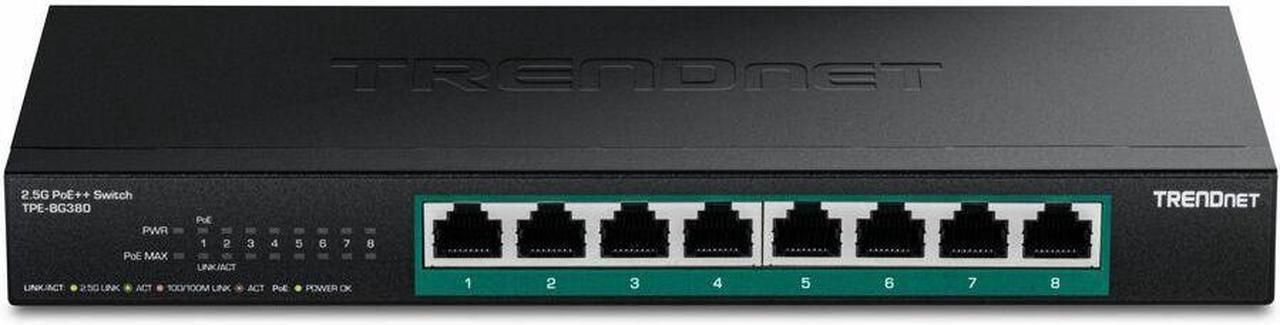 Alt view image 13 of 16 - TRENDnet 8-Port 2.5G PoE++ Switch, TPE-BG380, 8 x 2.5GB PoE++ Ports, 230W Poe Power Budget, 40Gbps Switching Capacity, NDAA + TAA Compliant, Lifetime TRENDnet Protection