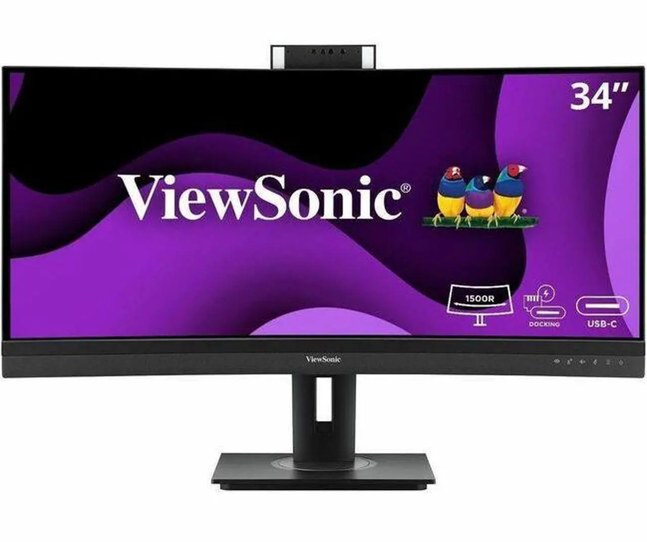 Alt view image 8 of 15 - ViewSonic VG3457CV 34 Inch Ultrawide QHD 1440p Curved Video Conferencing Docking Monitor with Windows Hello Compatible IR Webcam, Advanced Ergonomics, and 100W USB C for Home and Office