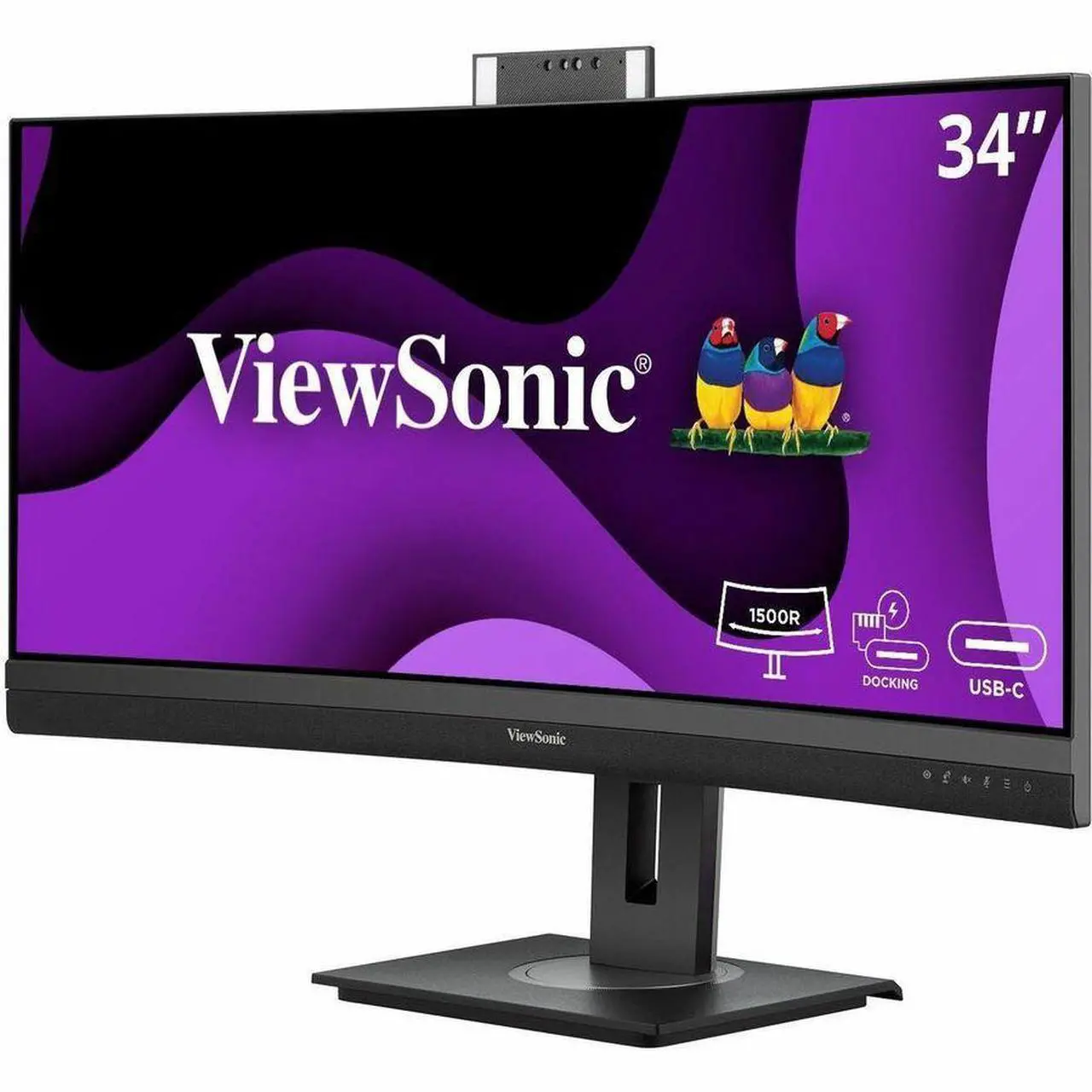 Alt view image 9 of 15 - ViewSonic VG3457CV 34 Inch Ultrawide QHD 1440p Curved Video Conferencing Docking Monitor with Windows Hello Compatible IR Webcam, Advanced Ergonomics, and 100W USB C for Home and Office