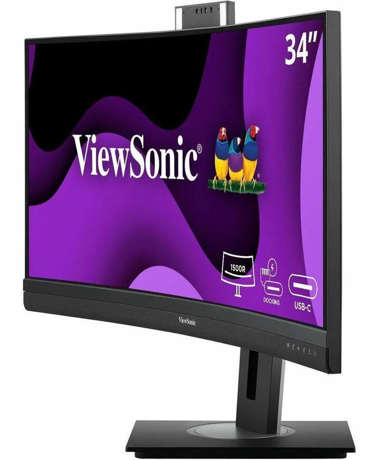 Alt view image 12 of 15 - ViewSonic VG3457CV 34 Inch Ultrawide QHD 1440p Curved Video Conferencing Docking Monitor with Windows Hello Compatible IR Webcam, Advanced Ergonomics, and 100W USB C for Home and Office