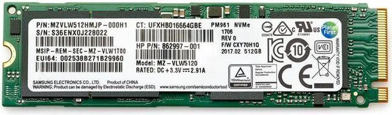 Alt view image 2 of 5 - HP 512 GB Solid State Drive Internal PCI Express NVMe 1 Year Warranty 406L8AA