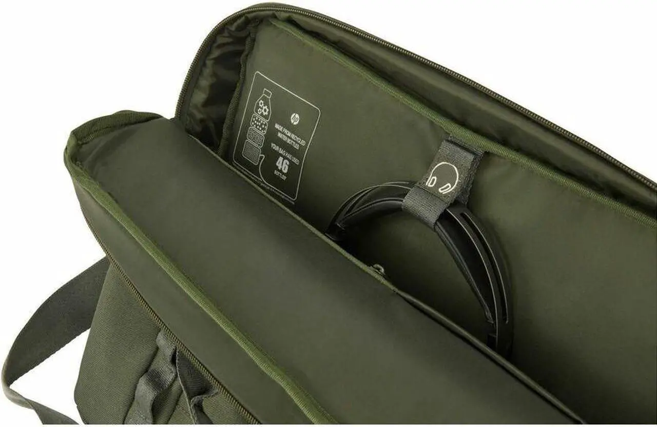 Alt view image 3 of 9 - HP Carrying Case (Messenger) for 15.6" Notebook - Gray, Green - Water Resistant, RFID Resistant - Plastic, Polyethylene Foam Body - D-ring, Luggage Strap, Trolley Strap, Shoulder Strap, Handle -