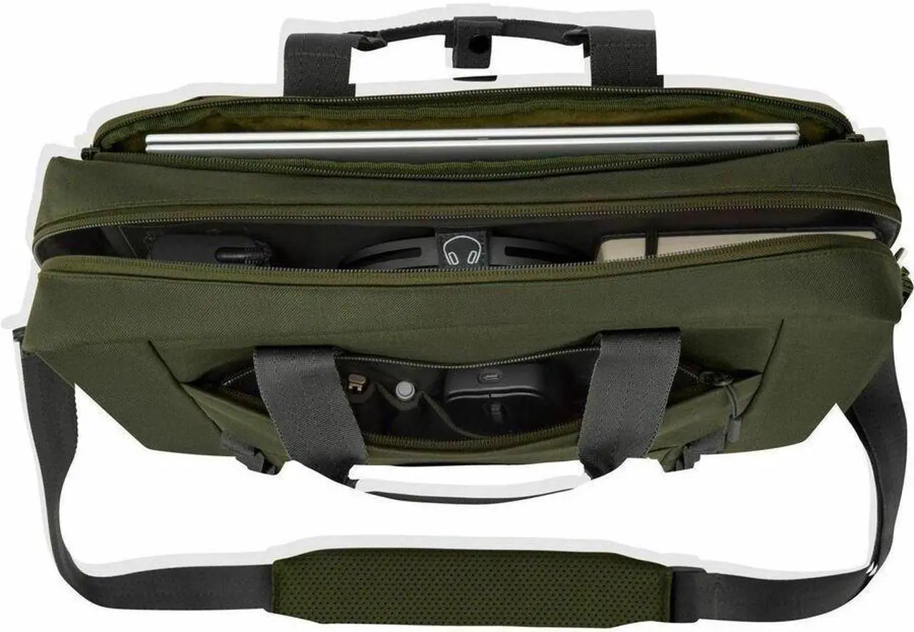 Alt view image 5 of 9 - HP Carrying Case (Messenger) for 15.6" Notebook - Gray, Green - Water Resistant, RFID Resistant - Plastic, Polyethylene Foam Body - D-ring, Luggage Strap, Trolley Strap, Shoulder Strap, Handle -