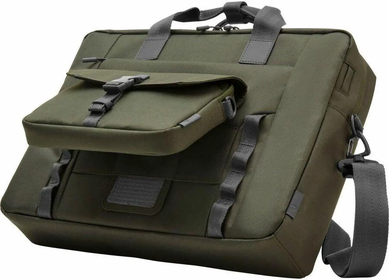 Alt view image 7 of 9 - HP Carrying Case (Messenger) for 15.6" Notebook - Gray, Green - Water Resistant, RFID Resistant - Plastic, Polyethylene Foam Body - D-ring, Luggage Strap, Trolley Strap, Shoulder Strap, Handle -