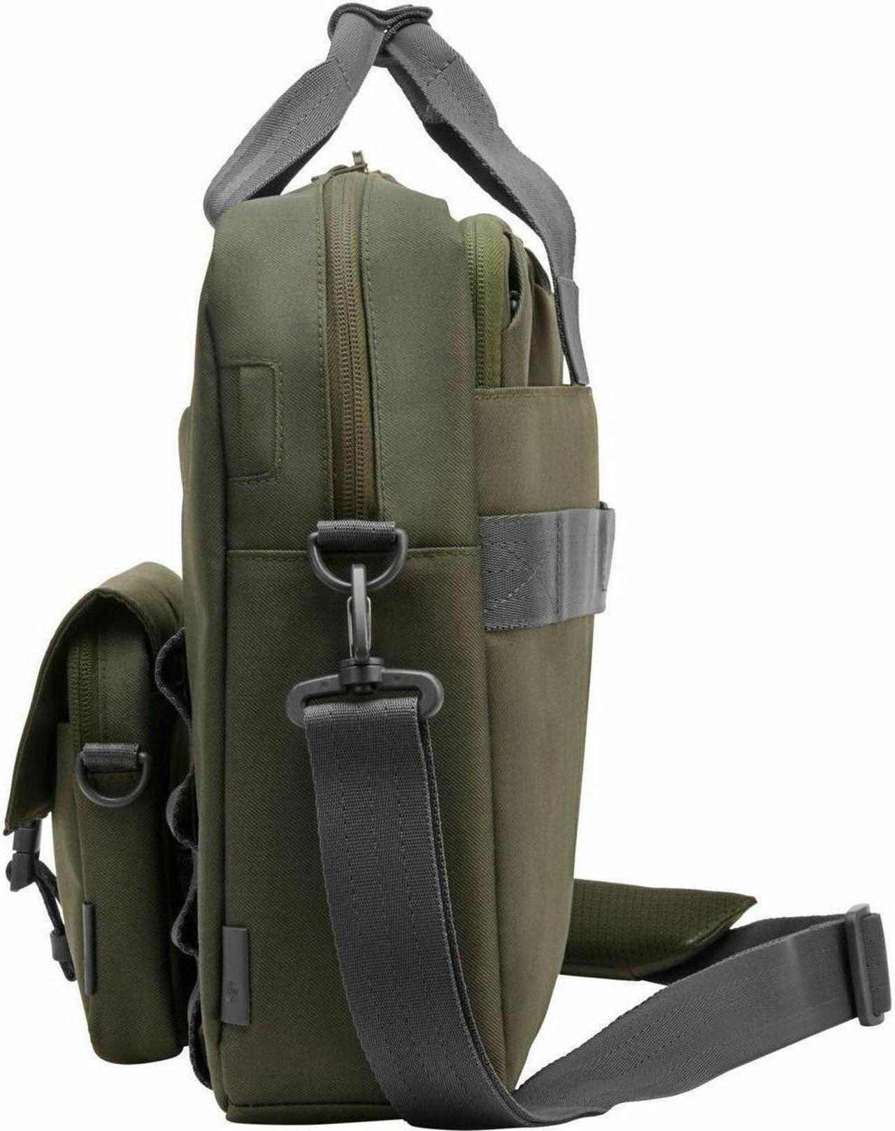 Alt view image 6 of 9 - HP Carrying Case (Messenger) for 15.6" Notebook - Gray, Green - Water Resistant, RFID Resistant - Plastic, Polyethylene Foam Body - D-ring, Luggage Strap, Trolley Strap, Shoulder Strap, Handle -