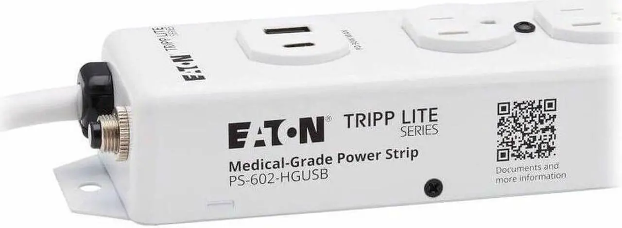 Alt view image 4 of 15 - Eaton Tripp Lite Series Safe-IT UL 1363 Medical-Grade Power Strip, 6 Hospital-Grade Outlets, USB Charging, Safety Covers, Antimicrobial, 2 ft. Cord - NEMA 5-15P-HG - 1 x USB Type A, 1 x USB Type C, 6