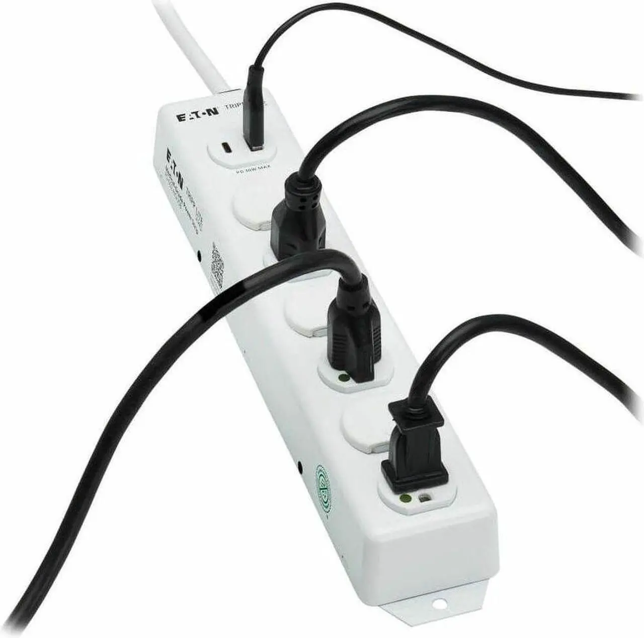 Alt view image 7 of 15 - Eaton Tripp Lite Series Safe-IT UL 1363 Medical-Grade Power Strip, 6 Hospital-Grade Outlets, USB Charging, Safety Covers, Antimicrobial, 2 ft. Cord - NEMA 5-15P-HG - 1 x USB Type A, 1 x USB Type C, 6