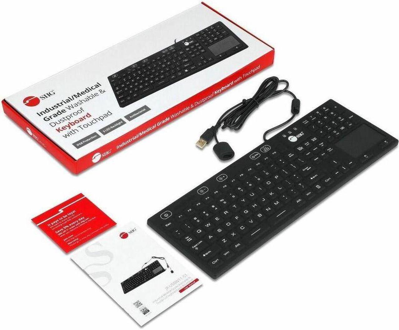 Alt view image 6 of 9 - SIIG Industrial/Medical Washable & Dustproof Keyboard w/ Touchpad - Industrial/Medical Grade Washable & Dustproof Keyboard with Touchpad - USB Keyboard - IP68 Compliant - 110-key Layout - 5 le