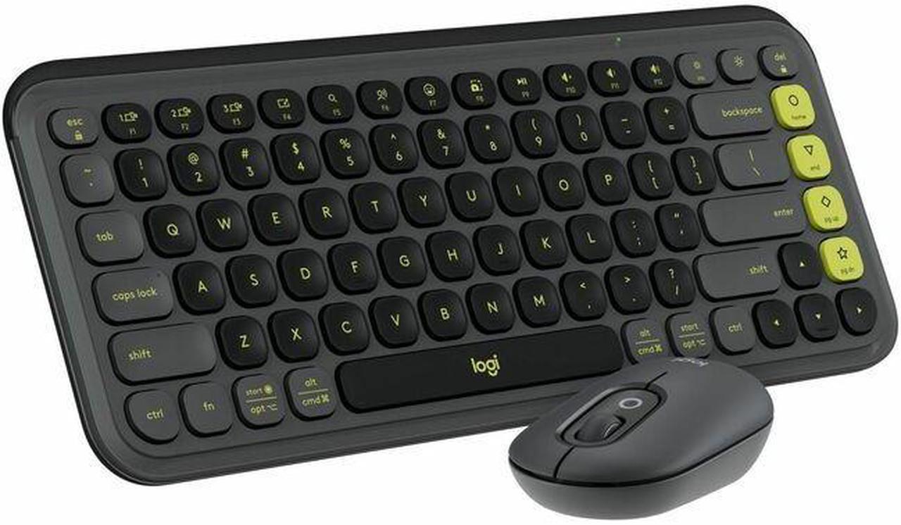 Logitech POP ICON COMBO, Bluetooth Keyboard and Mouse Combo, Comfortable Typing, Programmable Keys and Buttons, Quiet Clicks (Graphite & Green) - Wireless Bluetooth 5.1 Keyboard - Graphite, Green