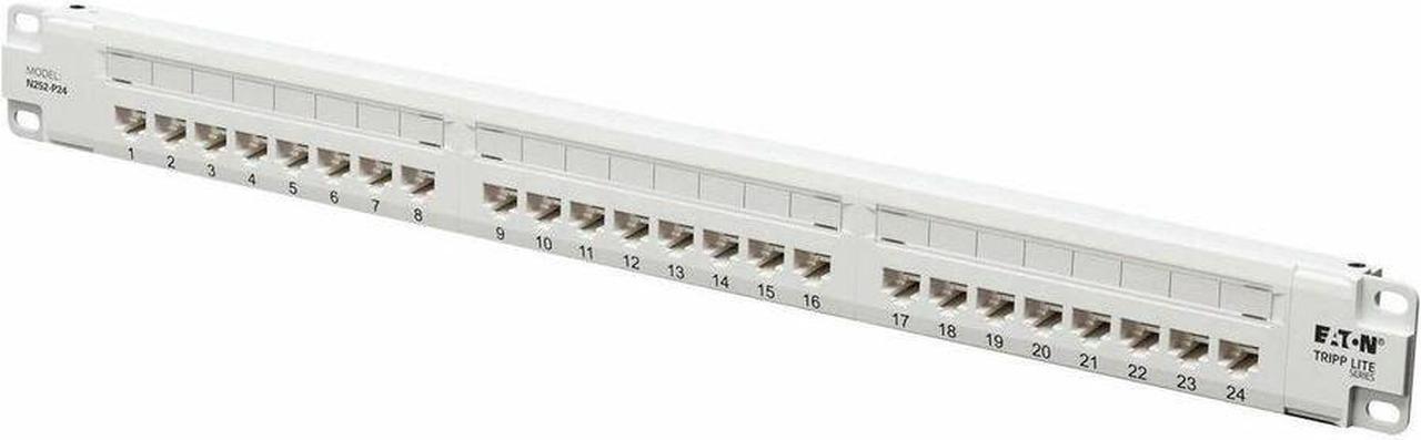 Alt view image 3 of 8 - Eaton Tripp Lite Series 24-Port Cat6 Patch Panel - 4PPoE Compliant, 110/Krone, 568A/B, RJ45 Ethernet, 1U Rack-Mount, White, TAA - 24 Port(s) - 24 x RJ-45 - 1U High - Category 6, Category 5, Category 5